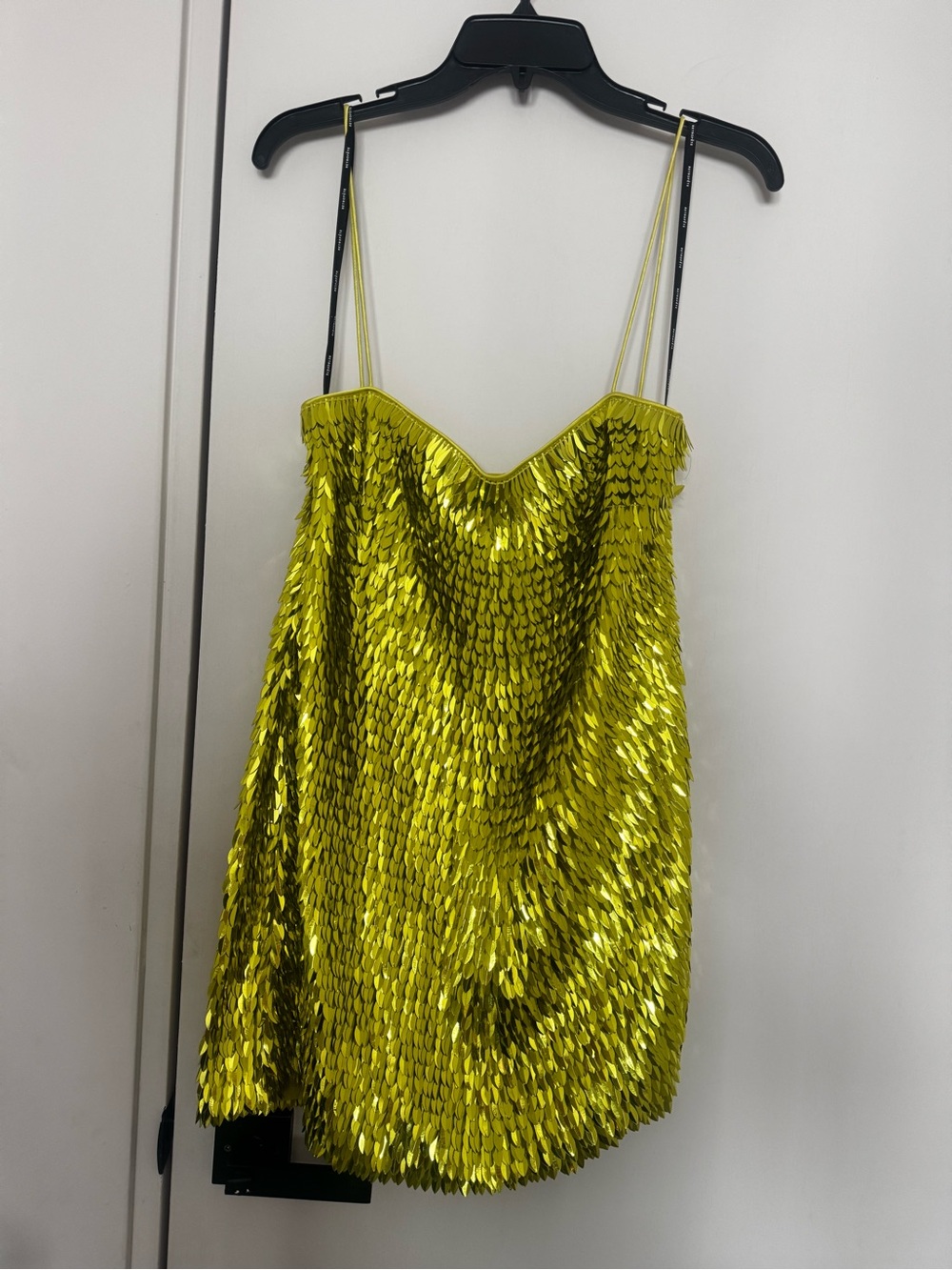 Retrofete Metallic Lime Sequin Cami Dress